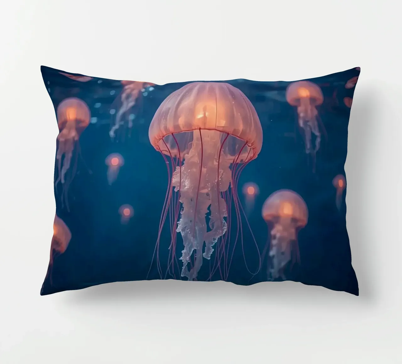 Meduse in acqua blu scuro cuscino da DesignDoodle