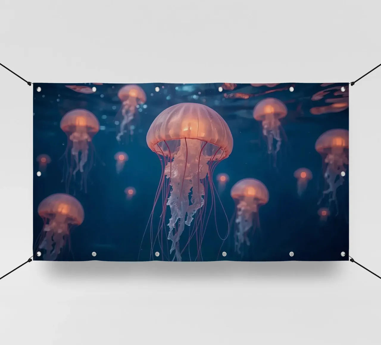 Meduse in acqua blu scuro telo in pvc da DesignDoodle