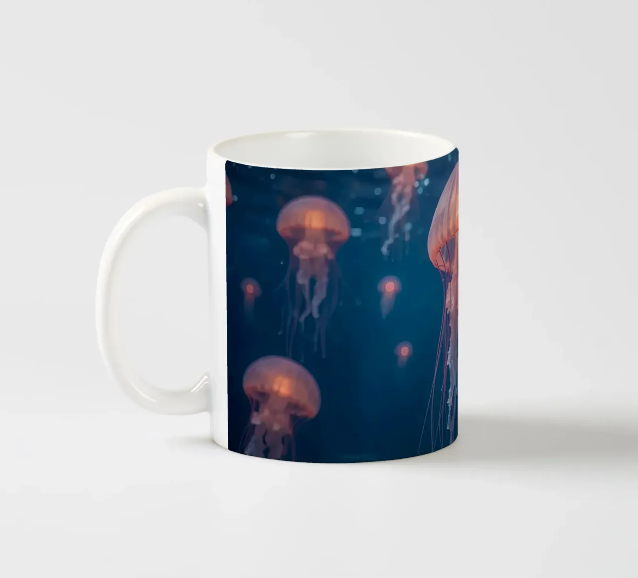 Meduse in acqua blu scuro tazza in ceramica da DesignDoodle
