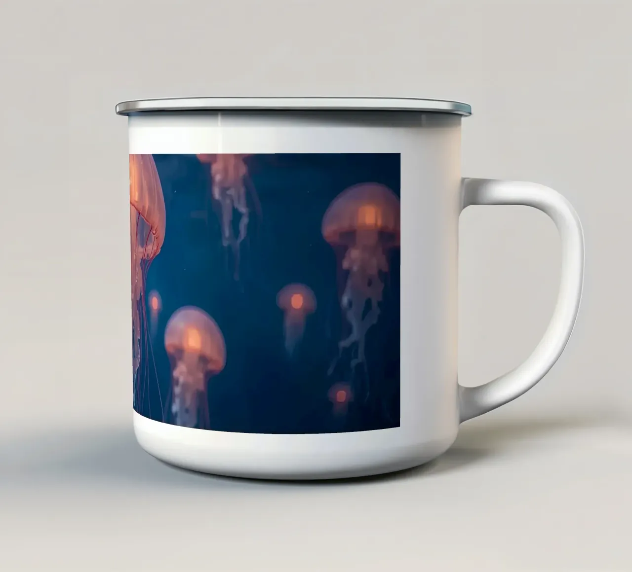 Meduse in acqua blu scuro tazza in smalto da DesignDoodle