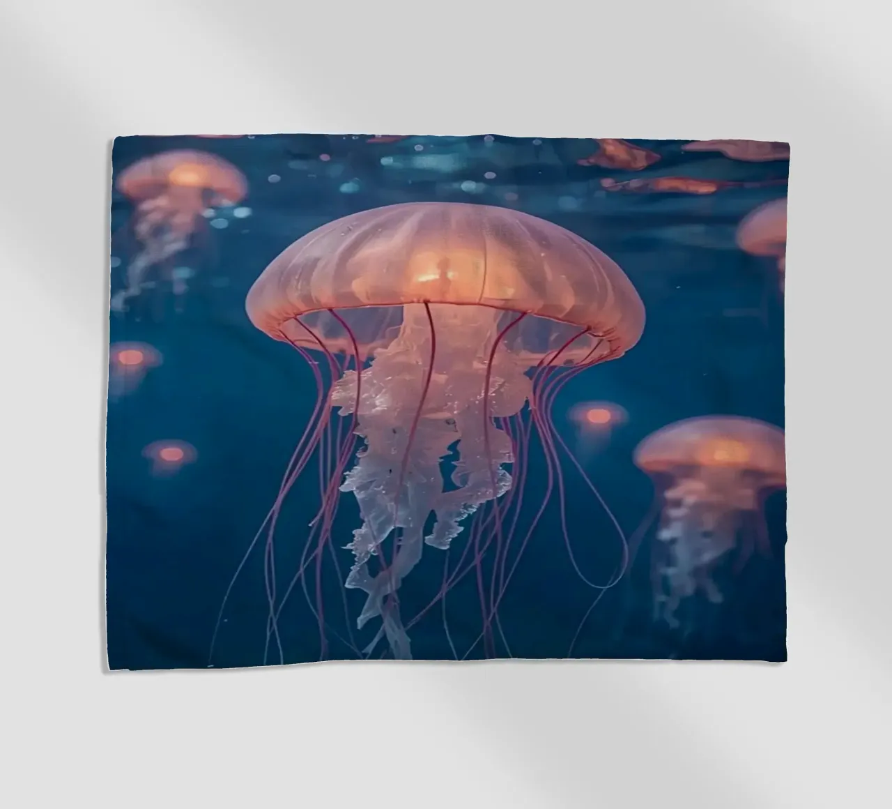 Meduse in acqua blu scuro telo mare da DesignDoodle