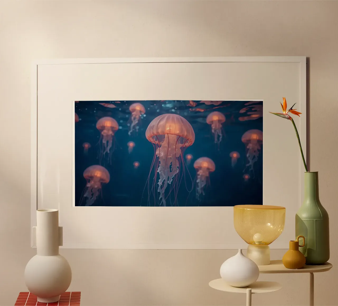 Jellyfish in Dark Blue Water hahnemühle by DesignDoodle