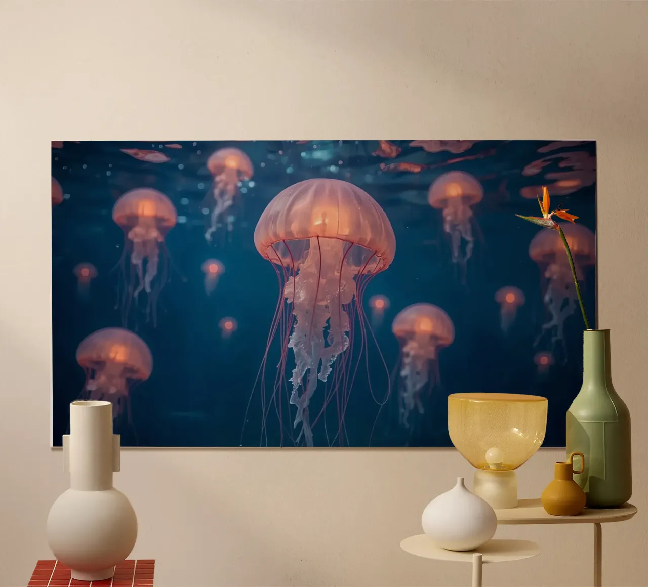 Jellyfish in Dark Blue Water hahnemühle by DesignDoodle