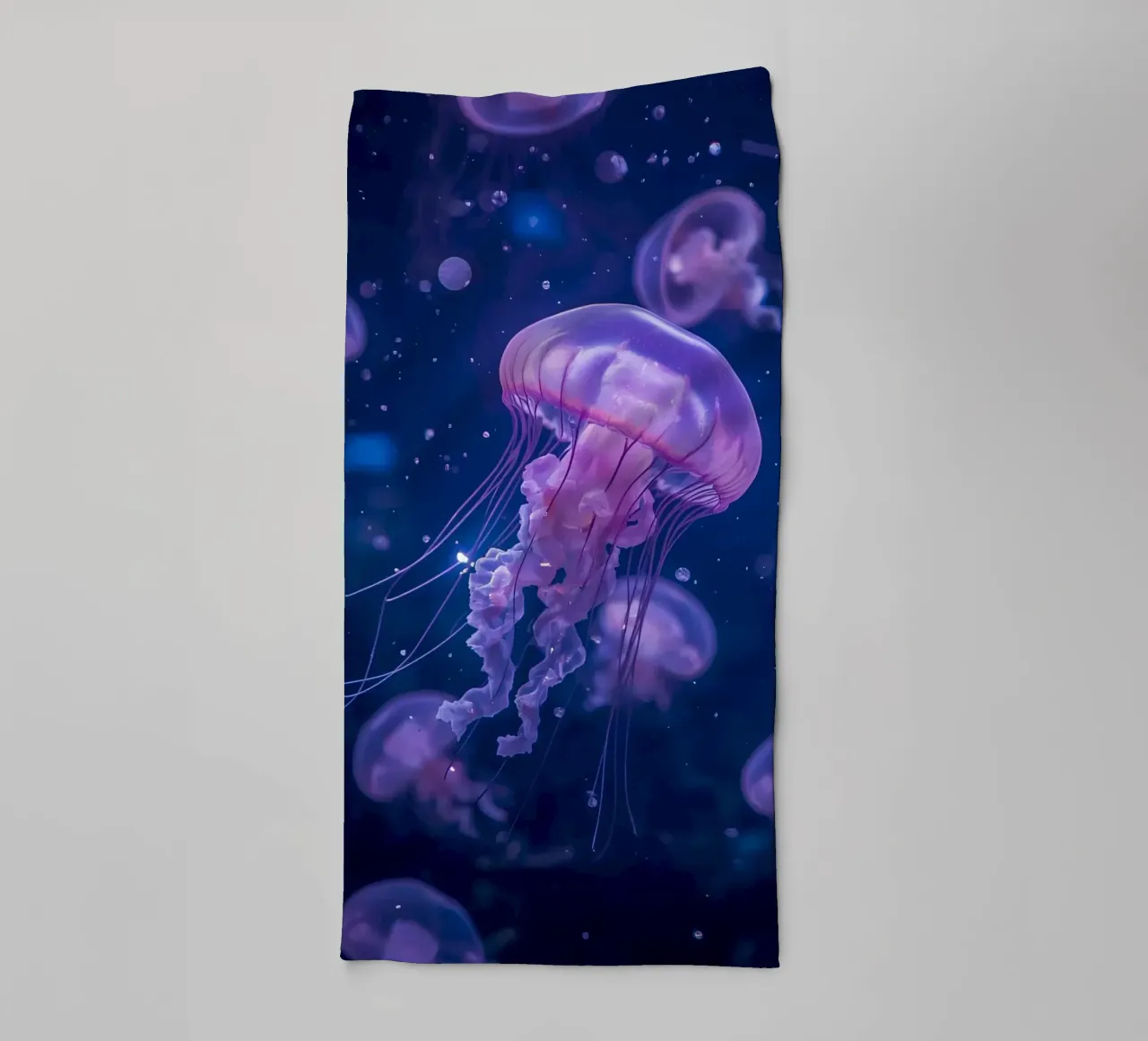 Jellyfish in Deep Blue Water towel by DesignDoodle