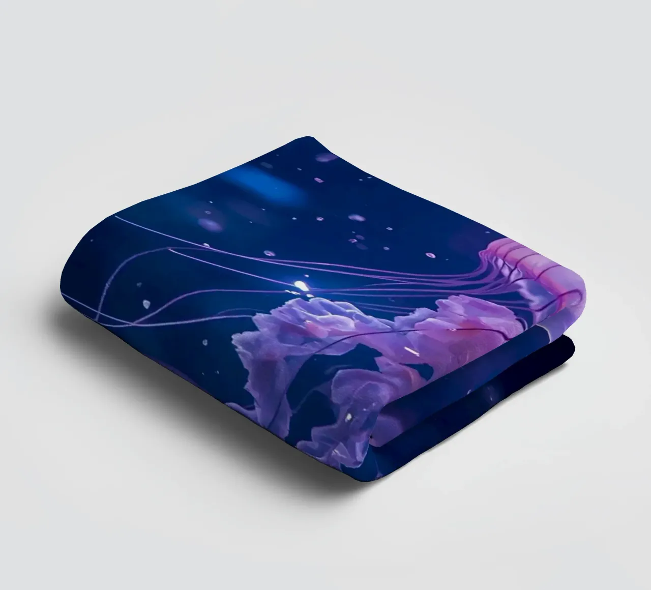 Jellyfish in Deep Blue Water towel by DesignDoodle