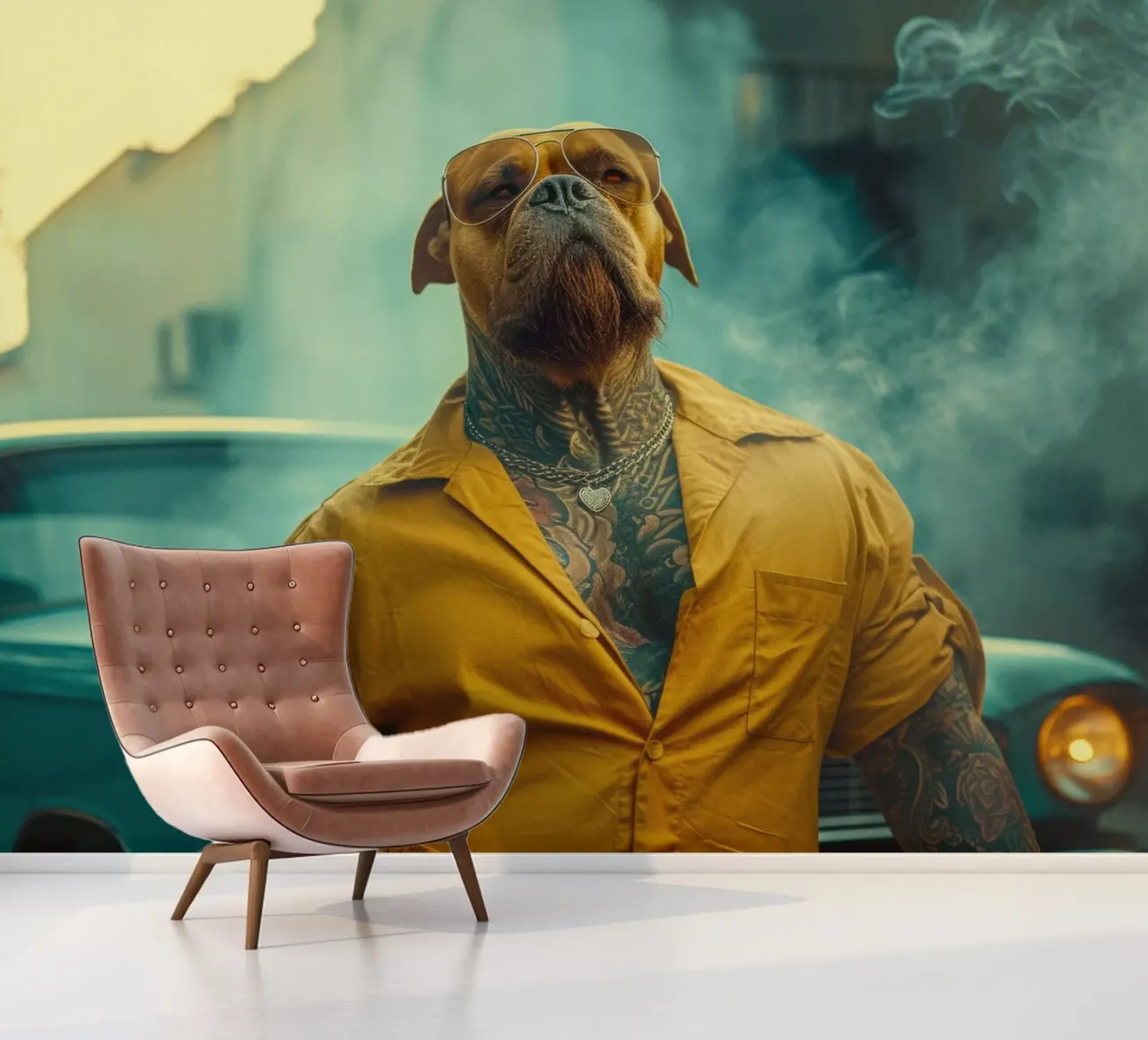 Blade fotobehang van Affiches Chien Originales – Dogland