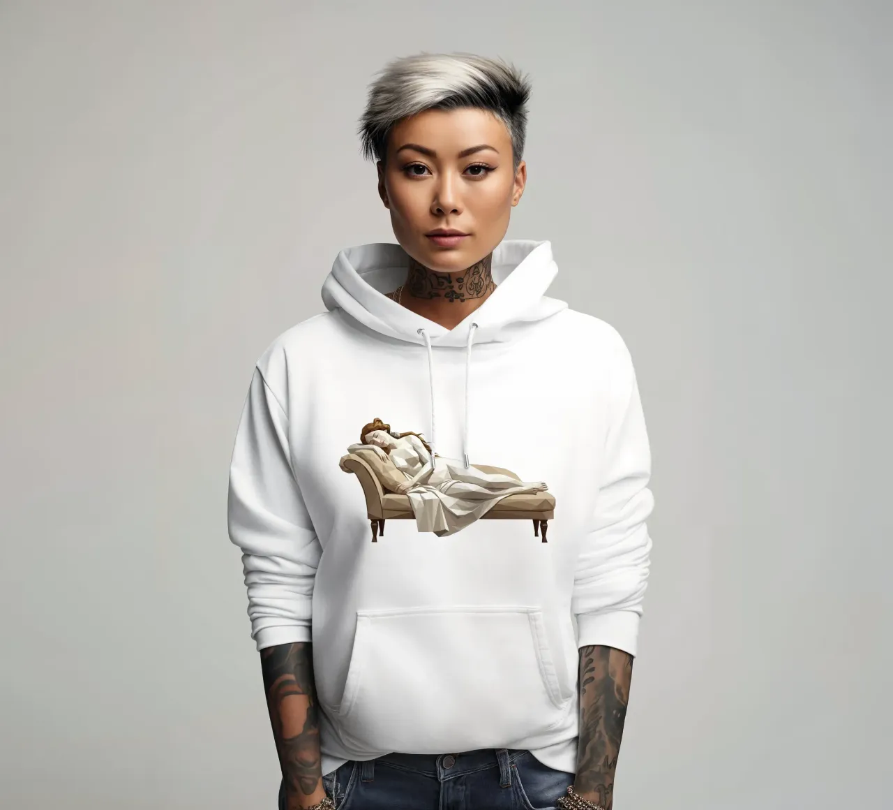 Venus durmiendo en un sofá Lowpoly sudadera con capucha de Low Profile