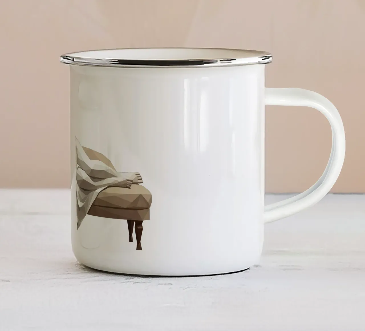 Venere che dorme sul divano Lowpoly tazza in smalto da Low Profile