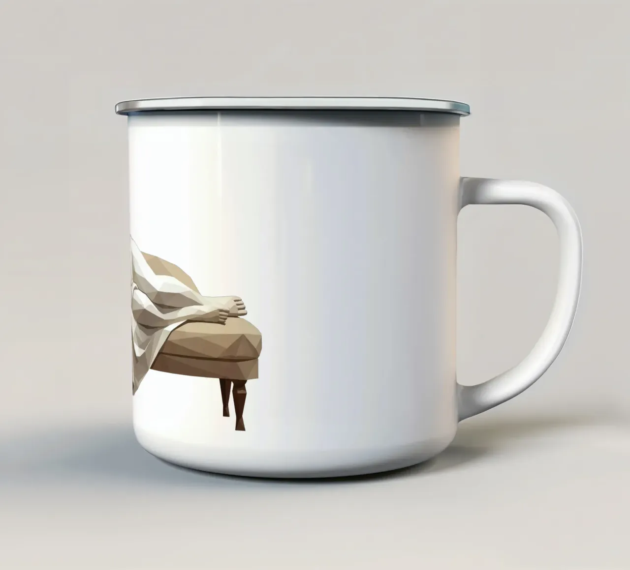Venere che dorme sul divano Lowpoly tazza in smalto da Low Profile