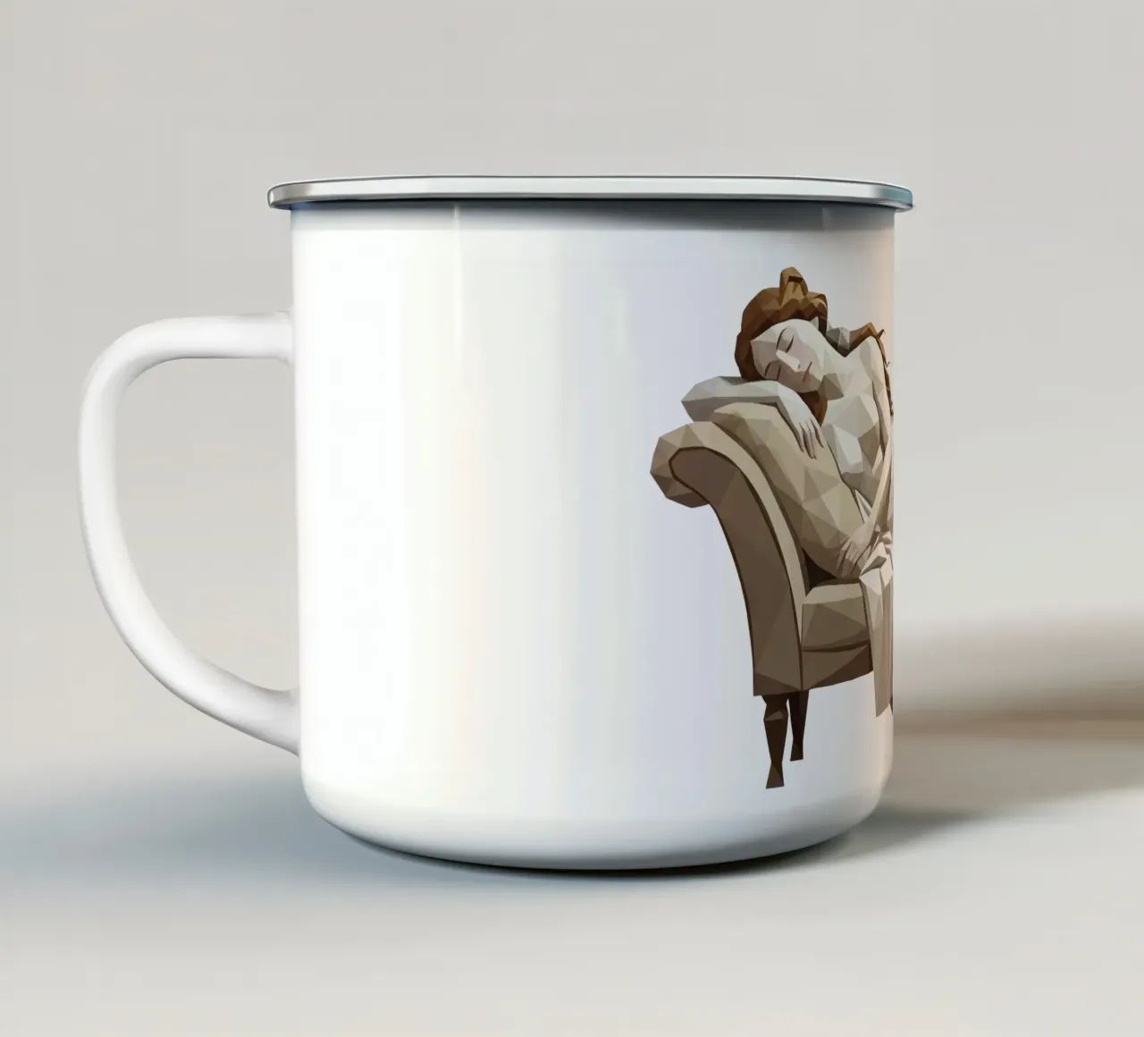 Venere che dorme sul divano Lowpoly tazza in smalto da Low Profile