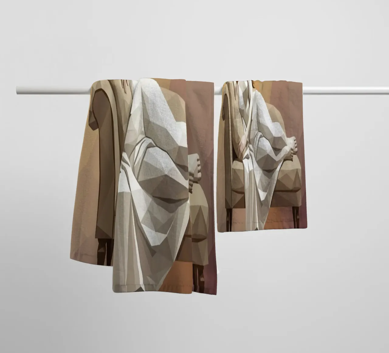 Venere che dorme sul divano Lowpoly asciugamano da bagno da Low Profile
