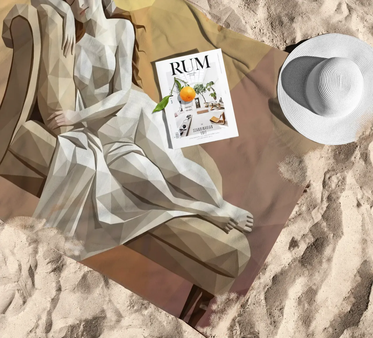 Venere che dorme sul divano Lowpoly telo mare da Low Profile