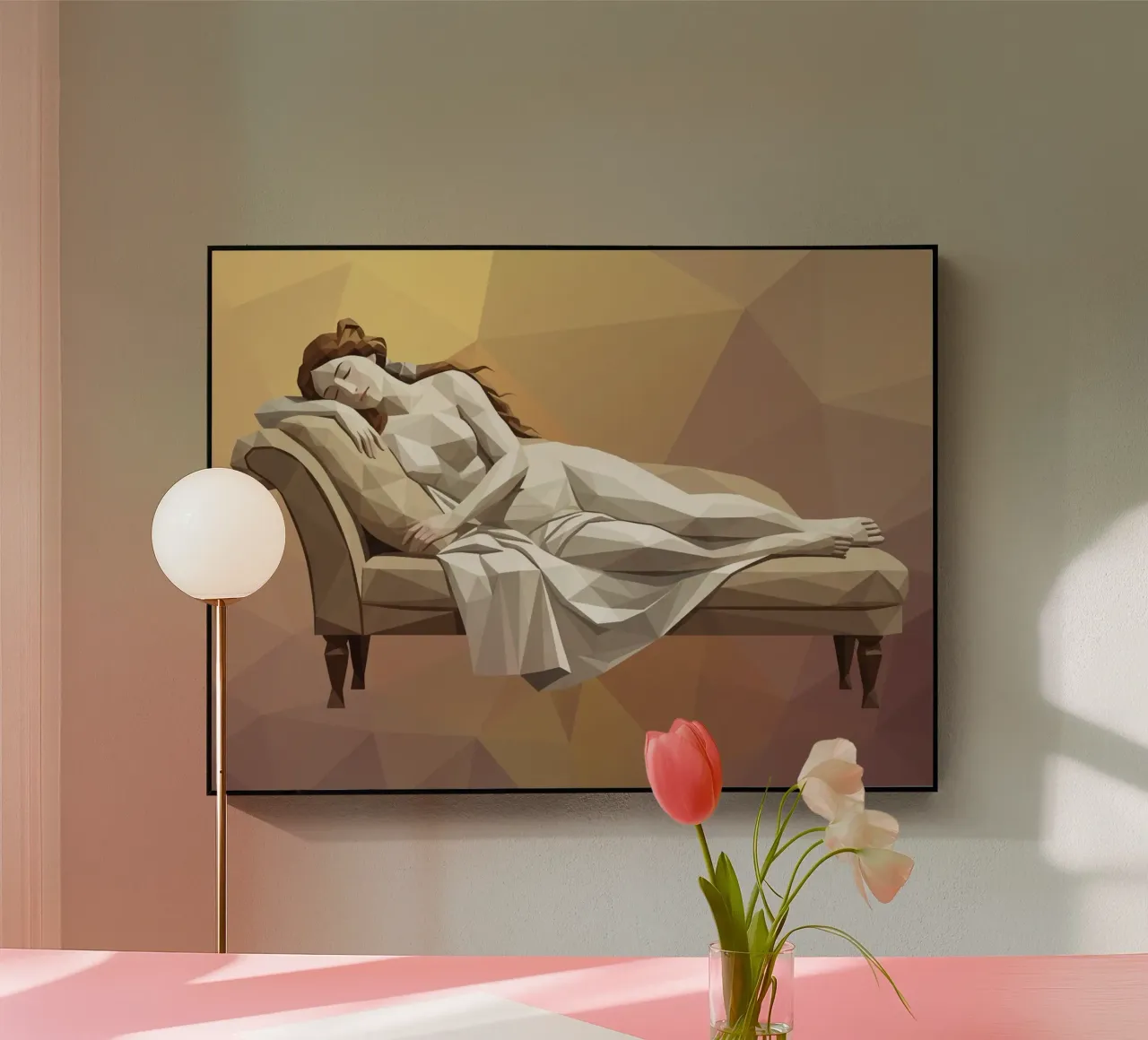 Venus durmiendo en un sofá Lowpoly metacrilato de Low Profile