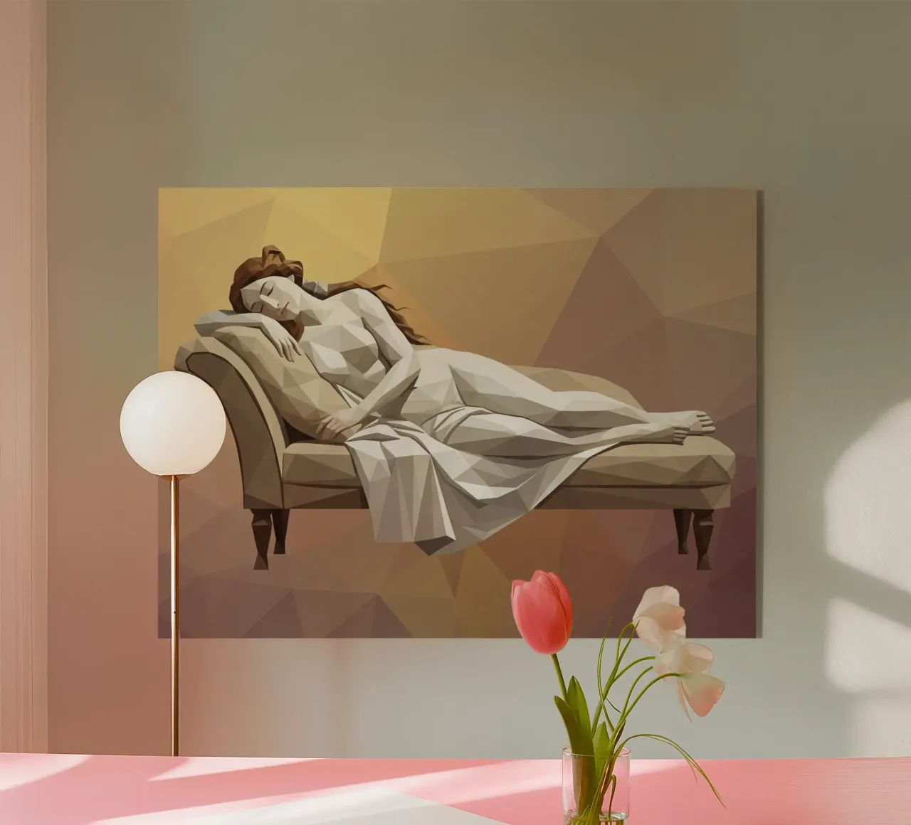 Venus durmiendo en un sofá Lowpoly metacrilato de Low Profile