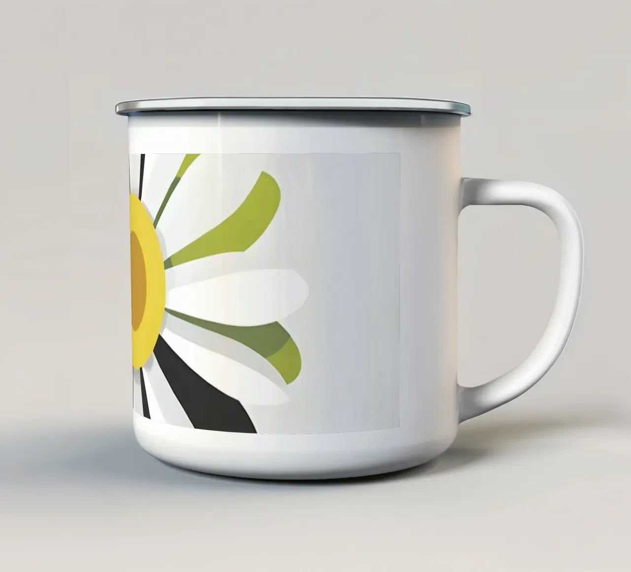 Singolo fiore astratto di margherita tazza in smalto da Botanical Gallery