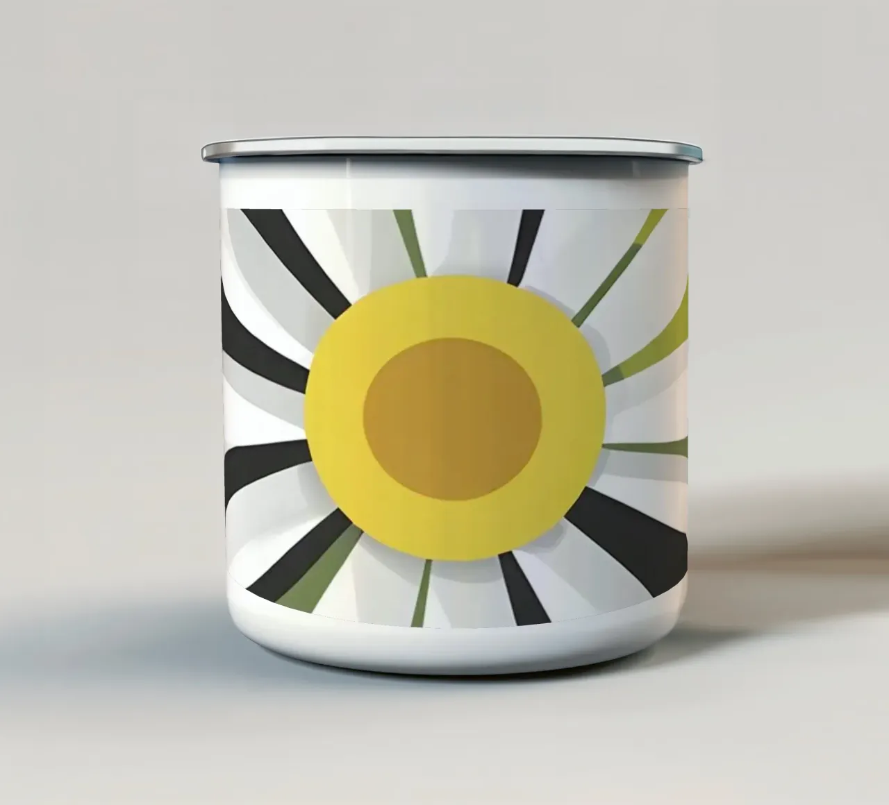 Singolo fiore astratto di margherita tazza in smalto da Botanical Gallery