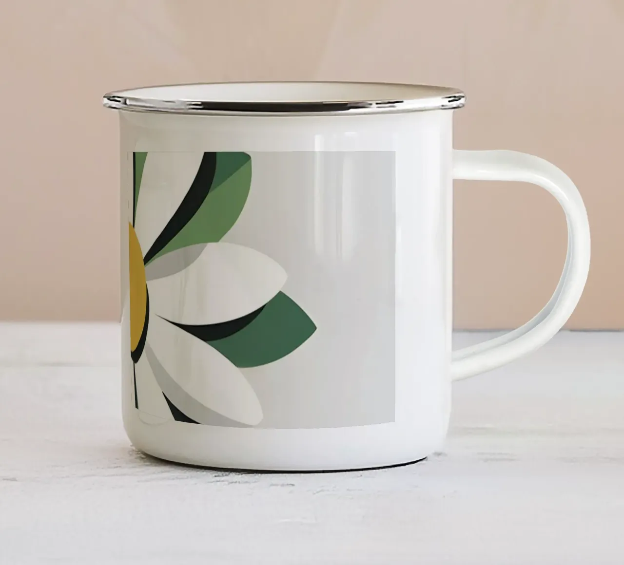 Singolo fiore astratto di margherita tazza in smalto da Botanical Gallery