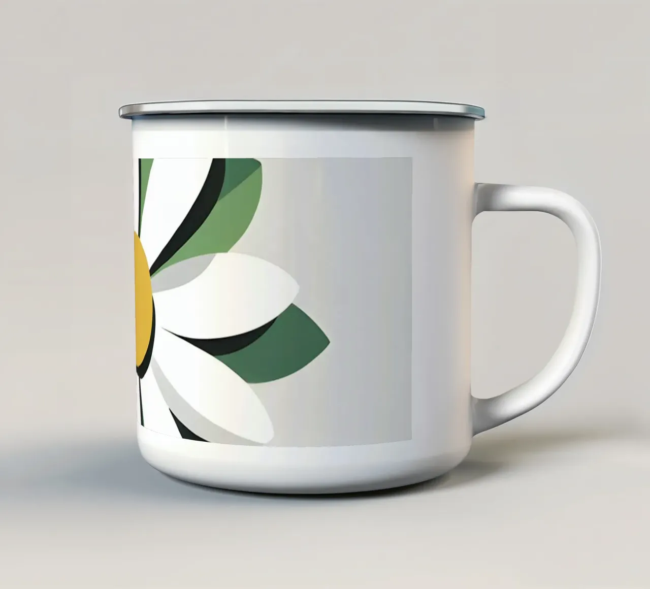 Singolo fiore astratto di margherita tazza in smalto da Botanical Gallery