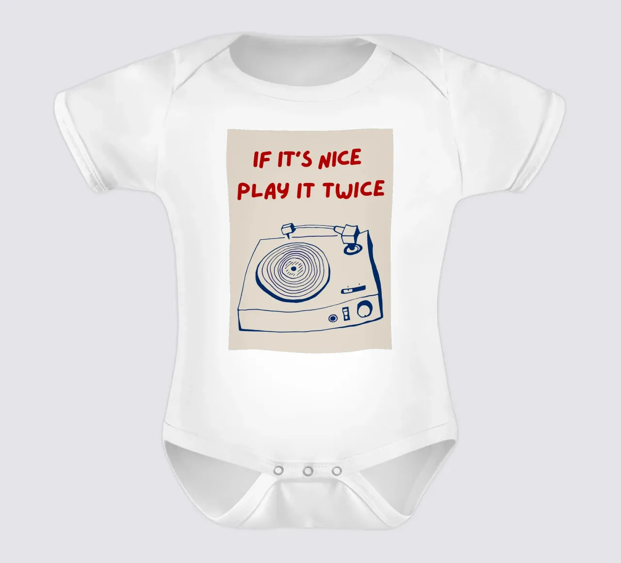 If It's Nice Play It Twice, divertente poster tipografico body neonato maniche corte da Kimberly Johnson