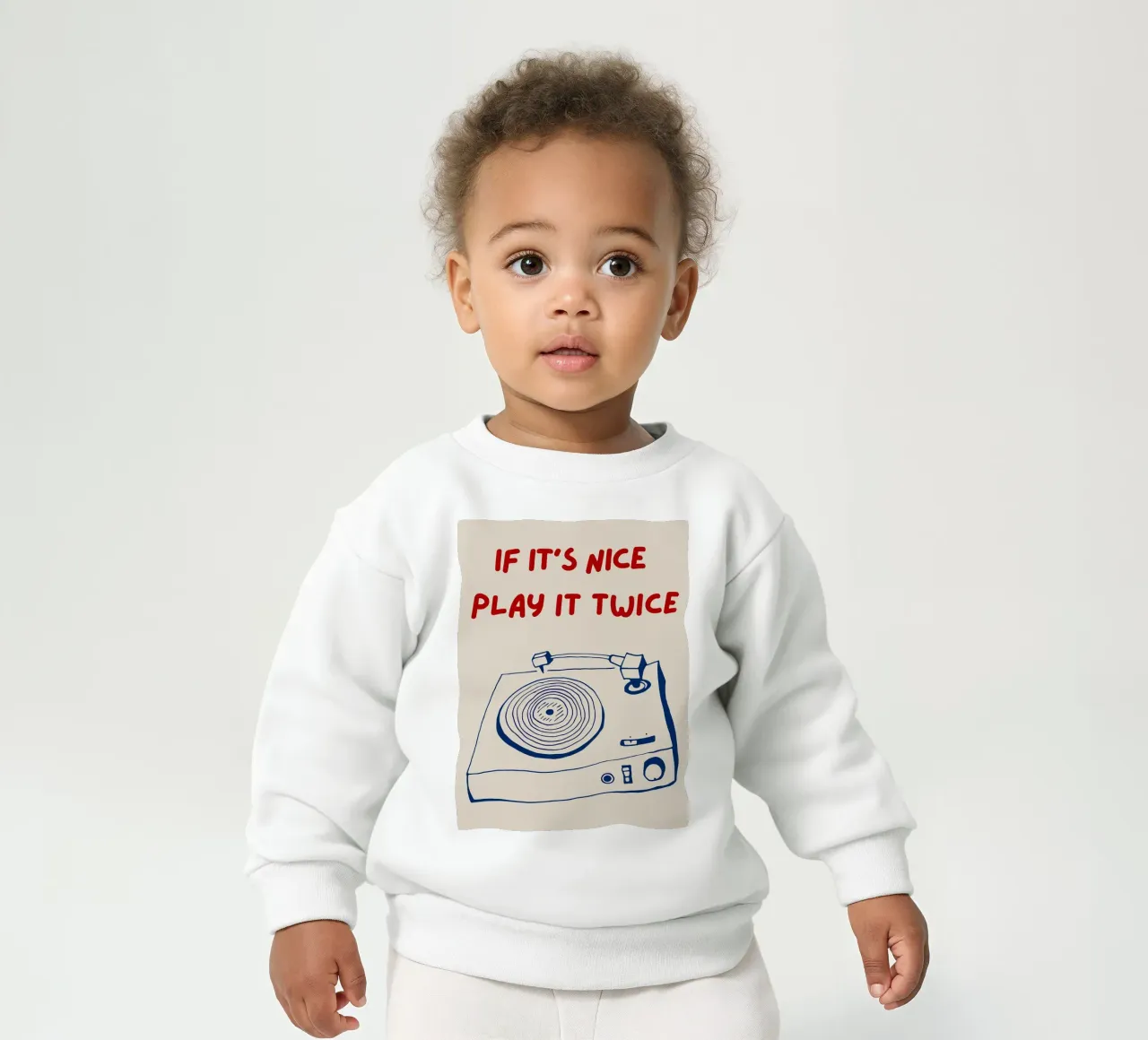 If It's Nice Play It Twice, divertente poster tipografico felpa neonato da Kimberly Johnson