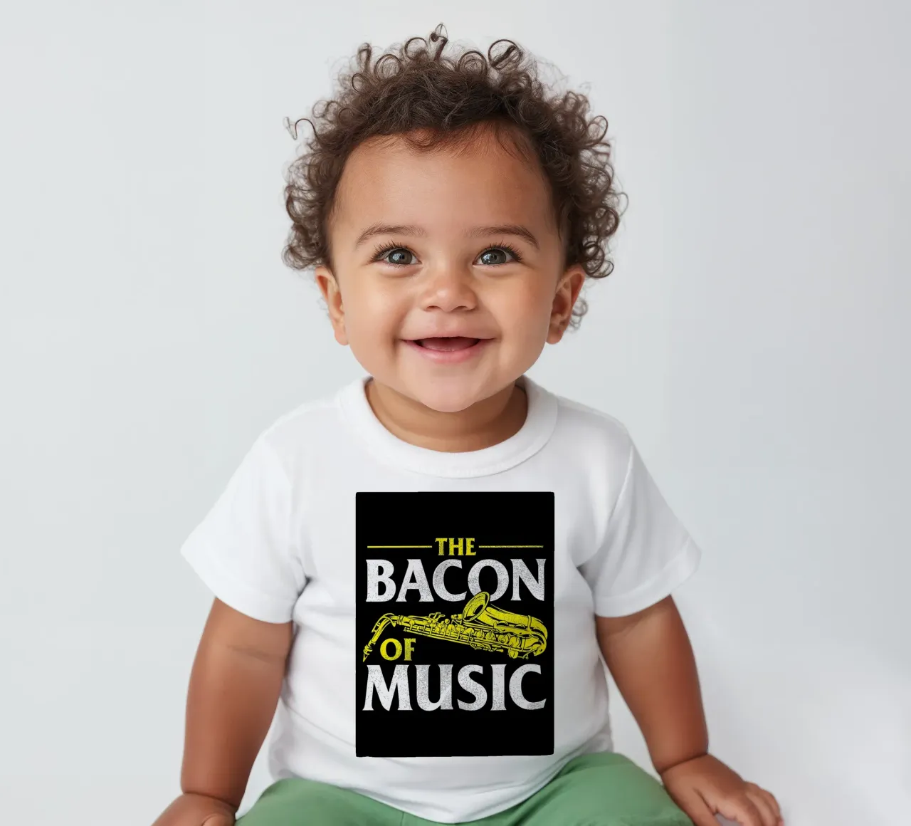 Il sassofono di Bacon of Music, Il sassofono di Bacon of Music - Saxofono maglietta neonato da Kimberly Johnson