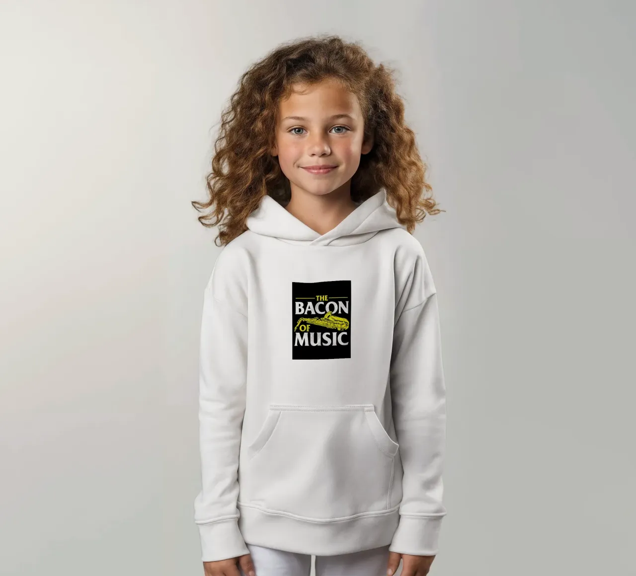 Il sassofono di Bacon of Music, Il sassofono di Bacon of Music - Saxofono felpa bambino con cappuccio da Kimberly Johnson