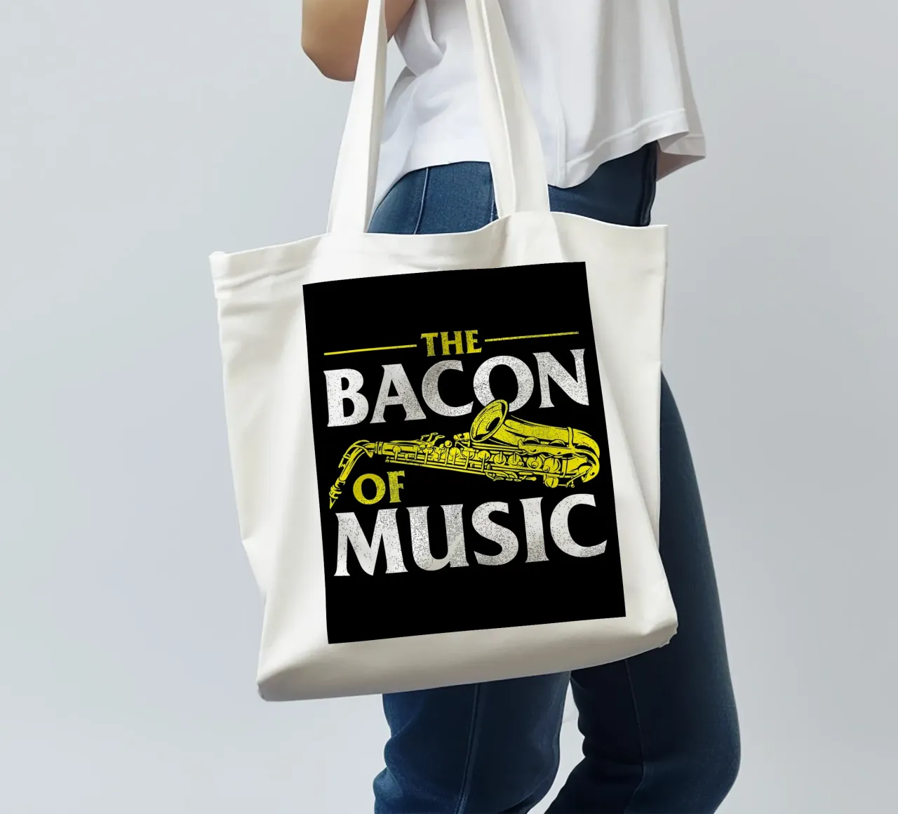 Il sassofono di Bacon of Music, Il sassofono di Bacon of Music - Saxofono borsa in juta da Kimberly Johnson
