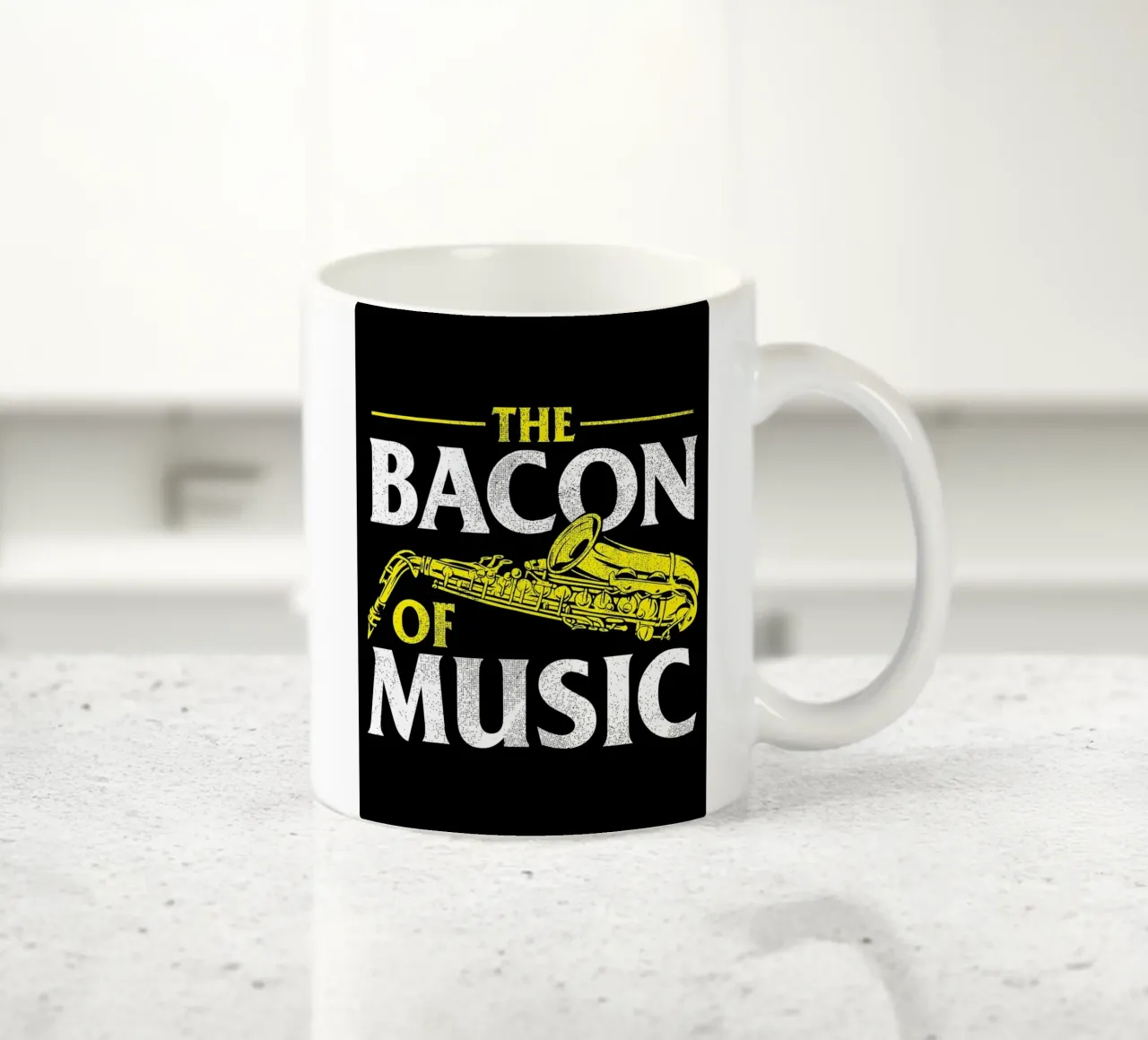 Il sassofono di Bacon of Music, Il sassofono di Bacon of Music - Saxofono tazza in ceramica da Kimberly Johnson