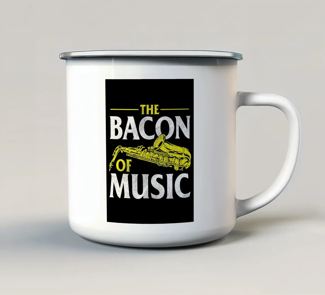 Il sassofono di Bacon of Music, Il sassofono di Bacon of Music - Saxofono tazza in smalto da Kimberly Johnson