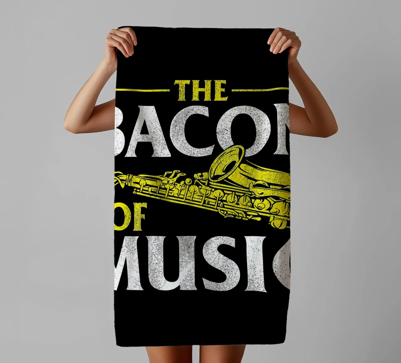 Il sassofono di Bacon of Music, Il sassofono di Bacon of Music - Saxofono asciugamano da bagno da Kimberly Johnson