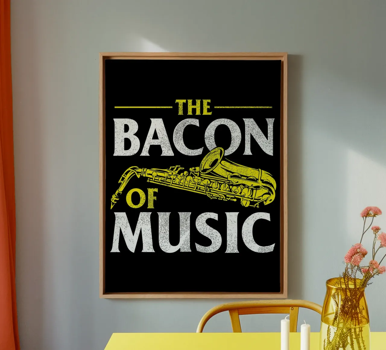 Il sassofono di Bacon of Music, Il sassofono di Bacon of Music - Saxofono tela da Kimberly Johnson