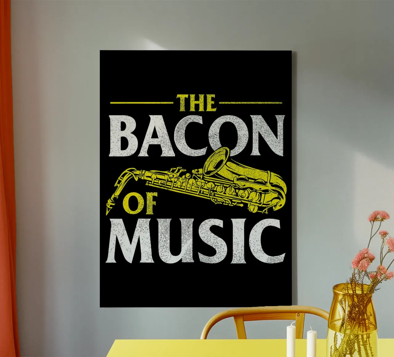 Il sassofono di Bacon of Music, Il sassofono di Bacon of Music - Saxofono tela da Kimberly Johnson