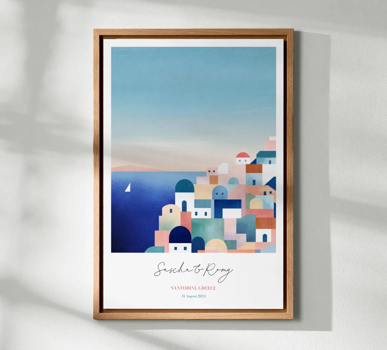 Santorini Personalized Travel Print alu-dibond by Henry Rivers