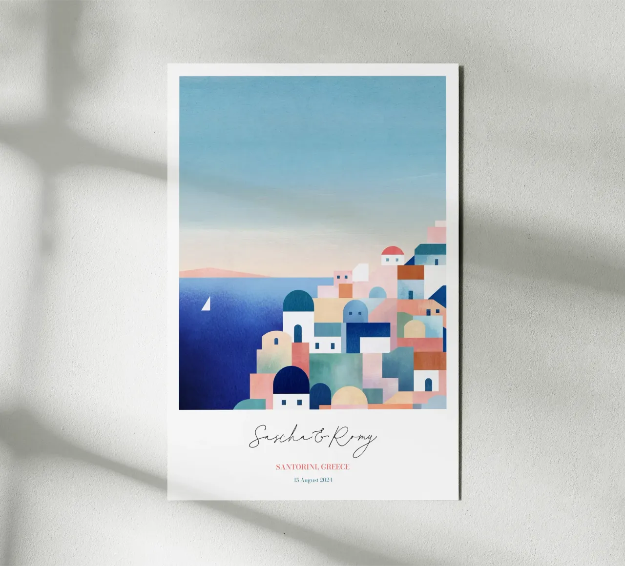 Santorini Personalized Travel Print alu-dibond by Henry Rivers