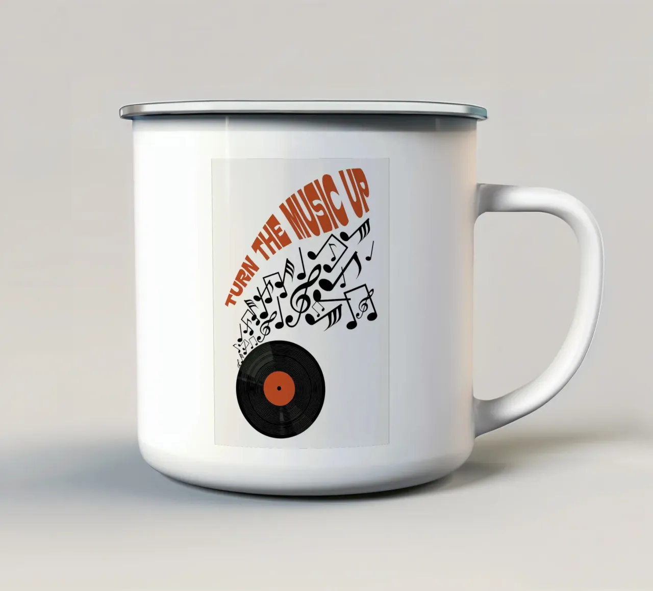 Arte del vinile di Turn the Music Up tazza in smalto da Kimberly Johnson