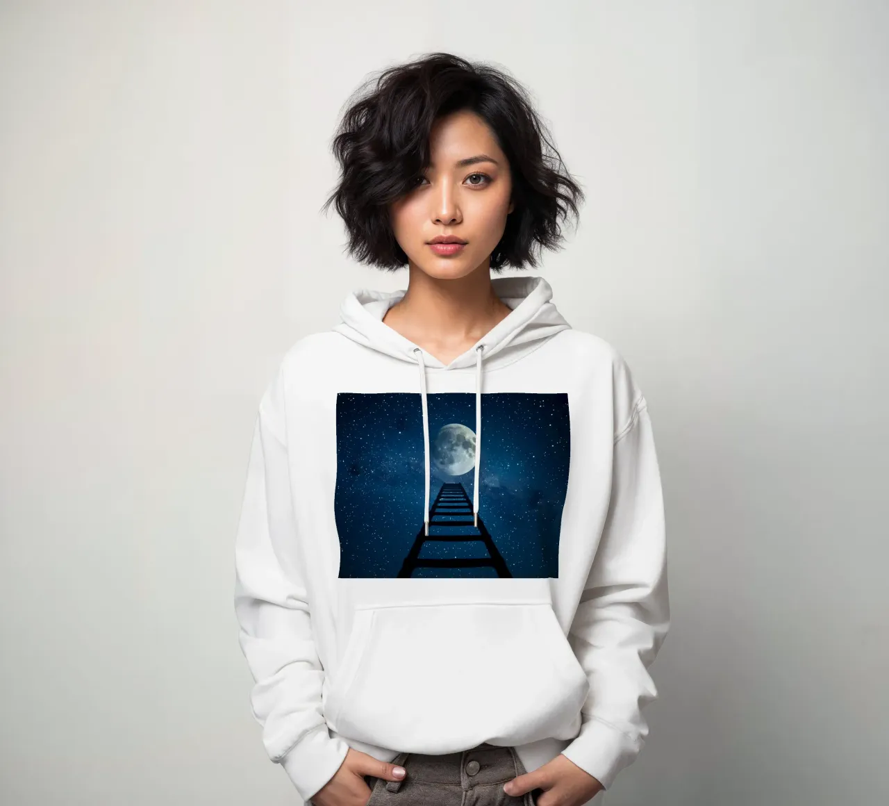 Scala per la luna nel cielo stellato felpa con cappuccio da DesignDoodle