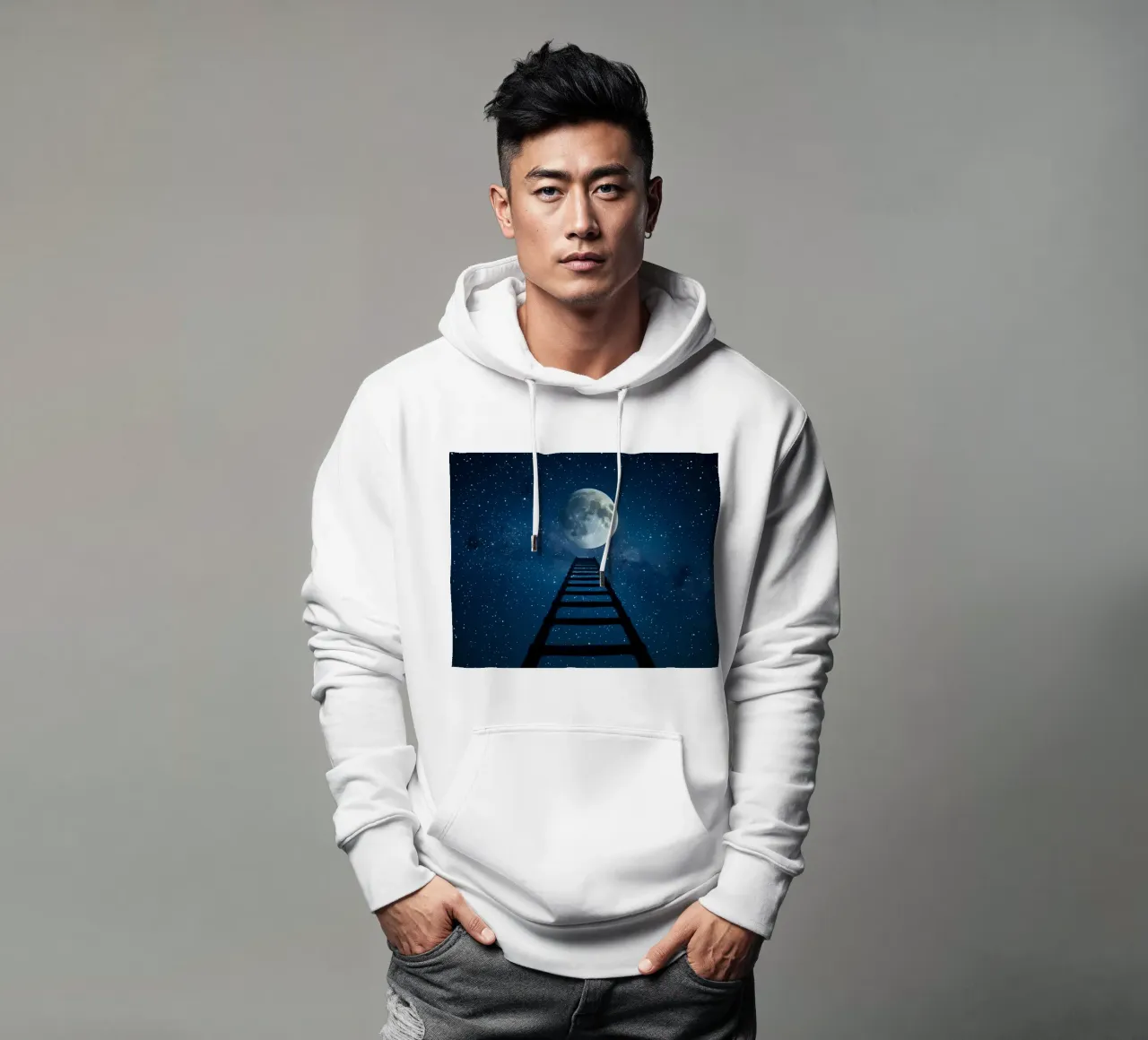 Scala per la luna nel cielo stellato felpa con cappuccio da DesignDoodle