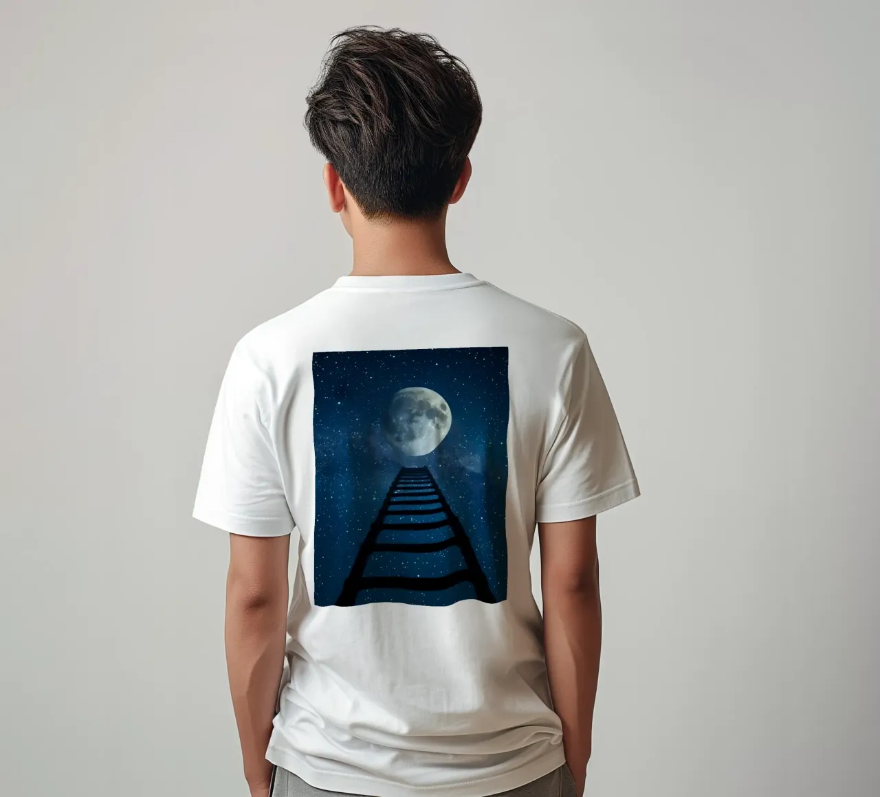 Scala per la luna nel cielo stellato t-shirt da DesignDoodle
