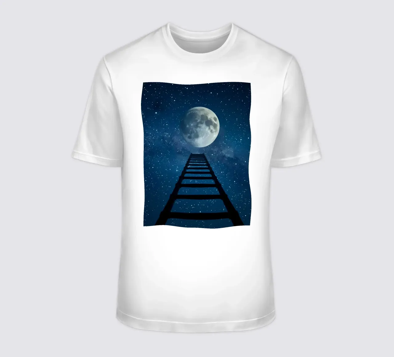 Scala per la luna nel cielo stellato t-shirt da DesignDoodle