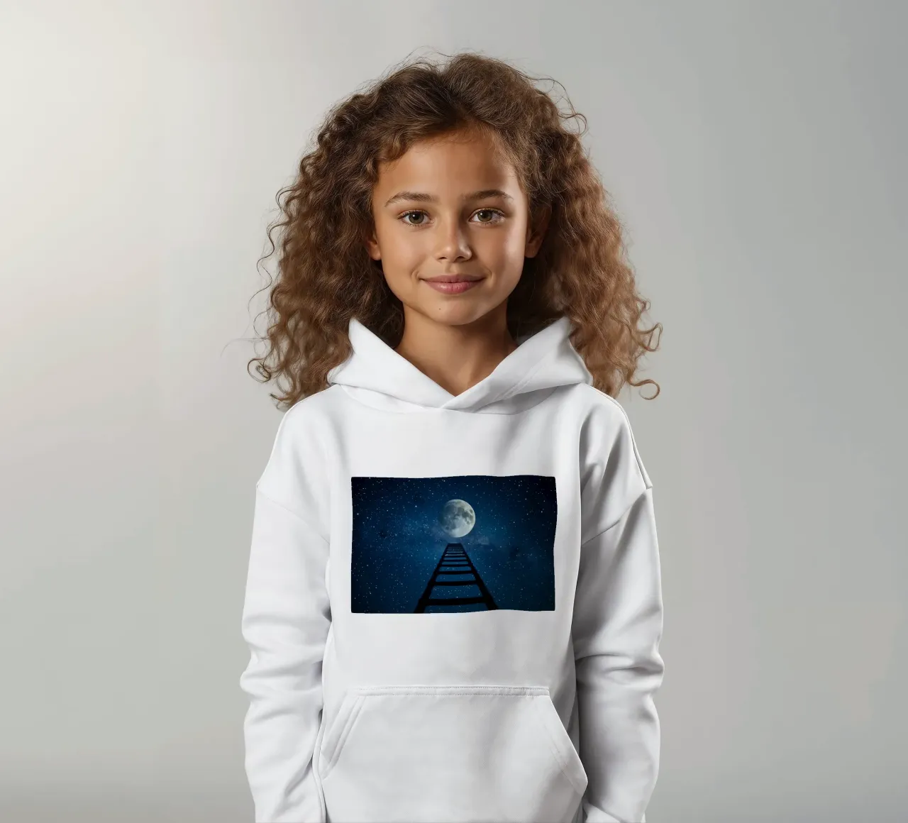 Scala per la luna nel cielo stellato felpa bambino con cappuccio da DesignDoodle
