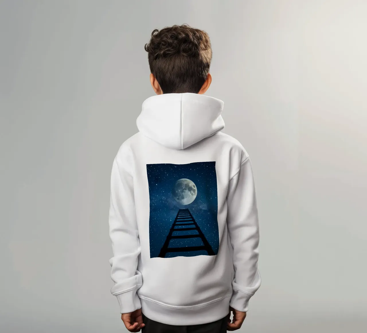 Scala per la luna nel cielo stellato felpa bambino con cappuccio da DesignDoodle
