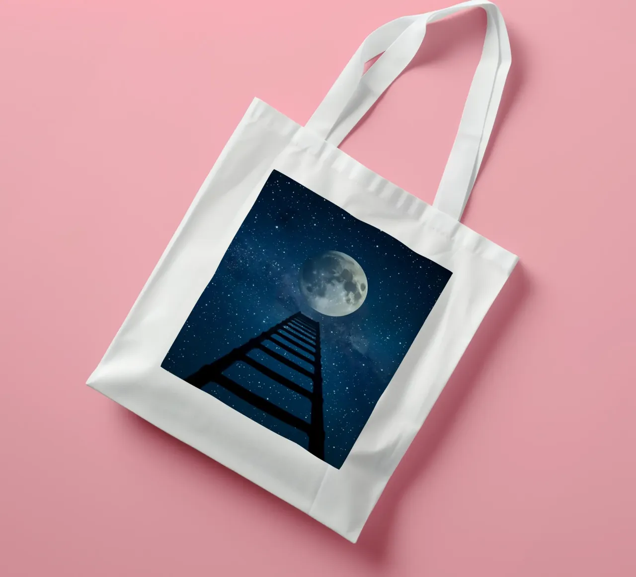 Scala per la luna nel cielo stellato borsa in juta da DesignDoodle