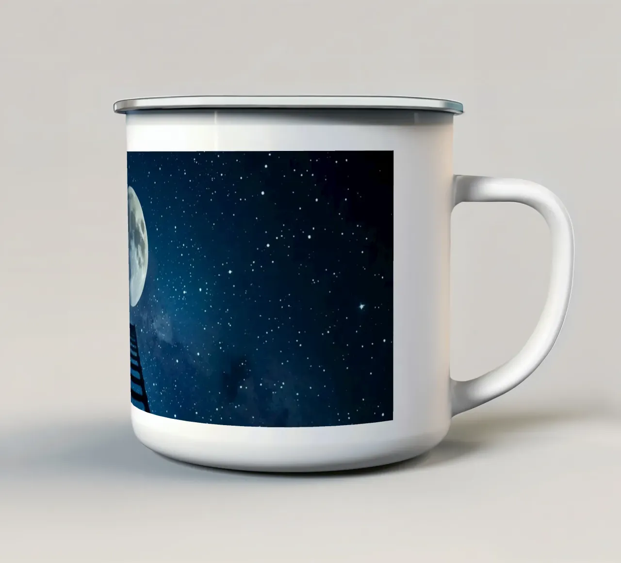 Scala per la luna nel cielo stellato tazza in smalto da DesignDoodle
