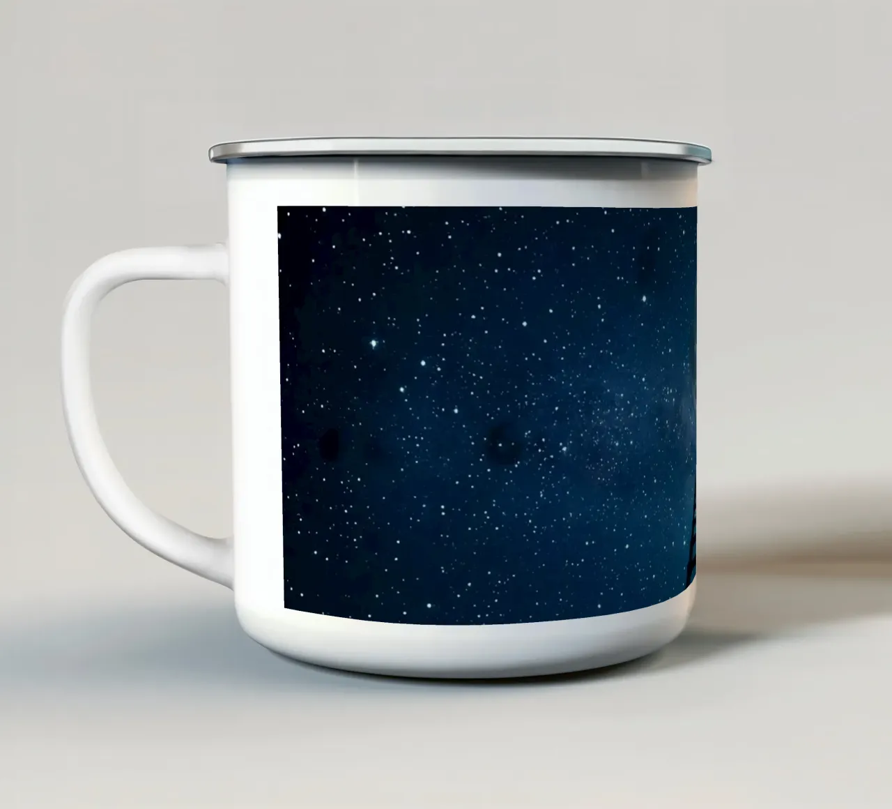 Scala per la luna nel cielo stellato tazza in smalto da DesignDoodle
