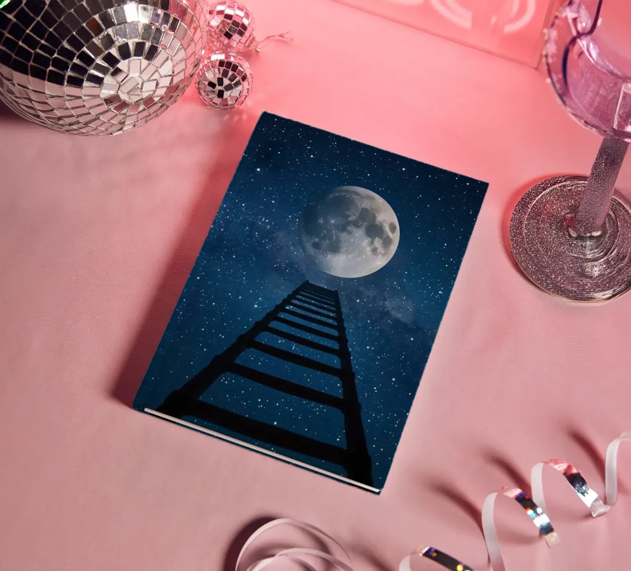 Ladder to the Moon in Starry Sky notebook by DesignDoodle