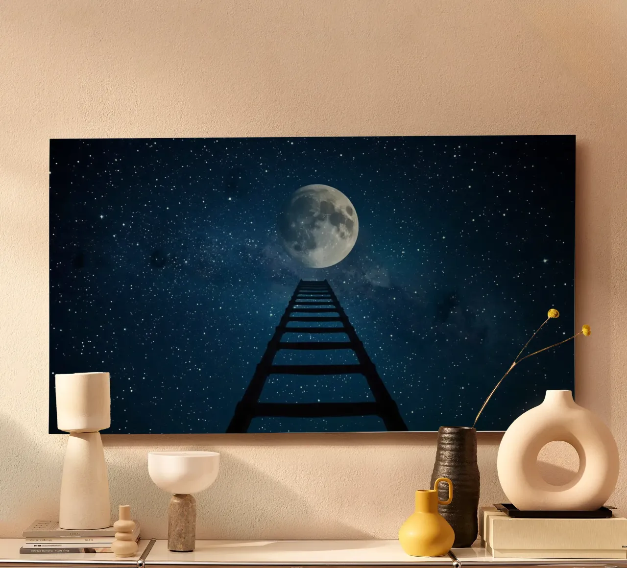 Scala per la luna nel cielo stellato alluminio dibond da DesignDoodle