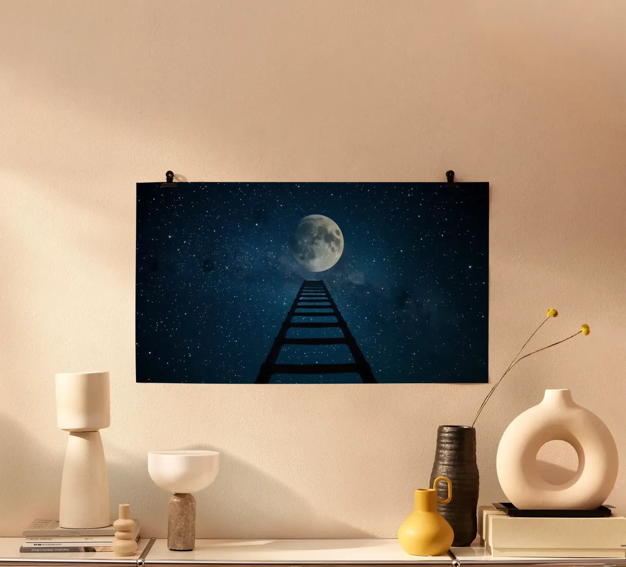 Scala per la luna nel cielo stellato carta hahnemühle da DesignDoodle