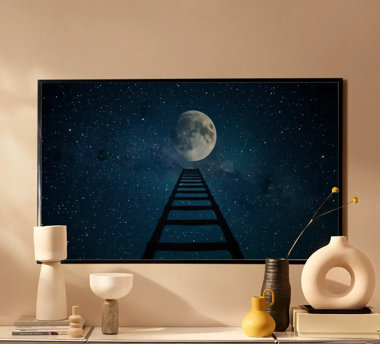Scala per la luna nel cielo stellato carta hahnemühle da DesignDoodle