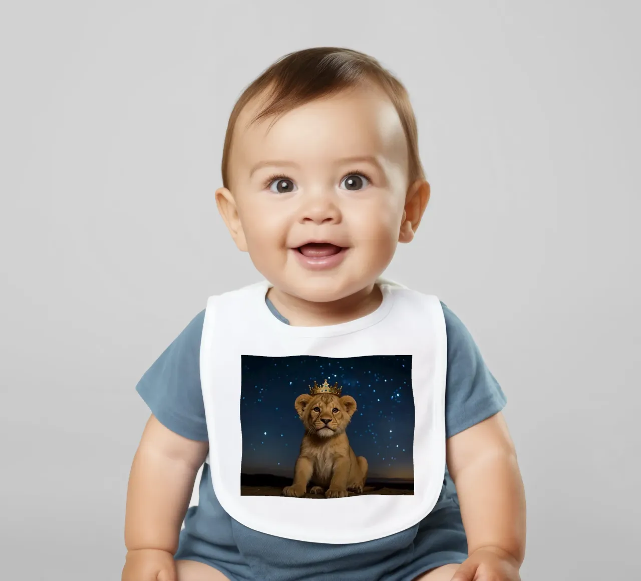 Leeuwenwelp draagt kroon 's nachts baby slabbetje van DesignDoodle
