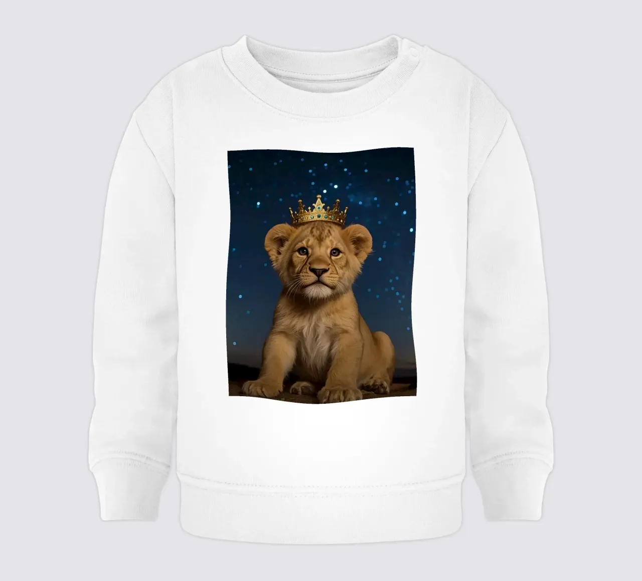 Leeuwenwelp draagt kroon 's nachts baby sweatshirt van DesignDoodle